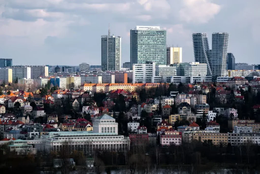 Panorama business distriktu Pankrác