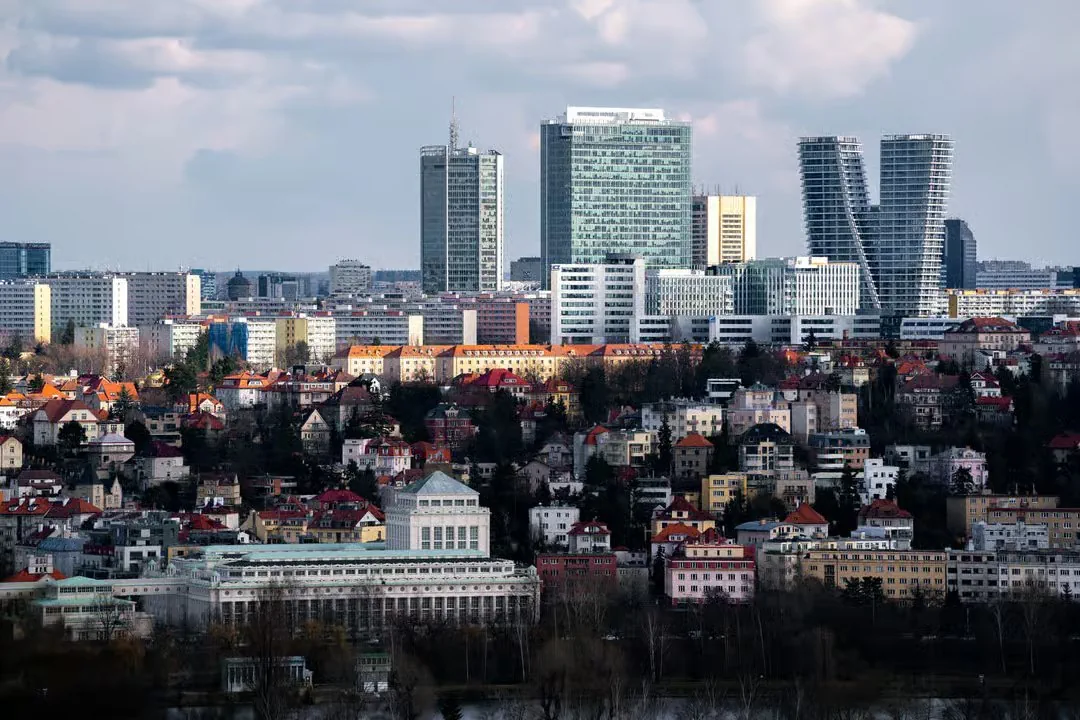 Panorama business distriktu Pankrác